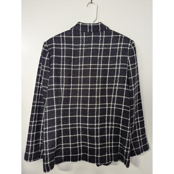 Sag Harbor Size 12 Black White Plaid Blazer Jacket Lined Sparkle Career - Picture 7 of 9